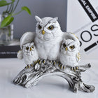 פסל ינשופים משרף — נורדי, אלגנטי, ומחבק משפחה