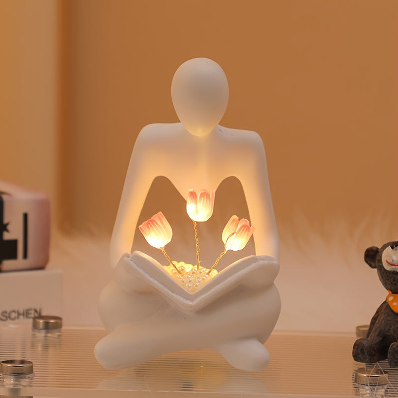 מנורת לילה טוליפים – פסלון רזין אמנותי שמאיר בעדינות