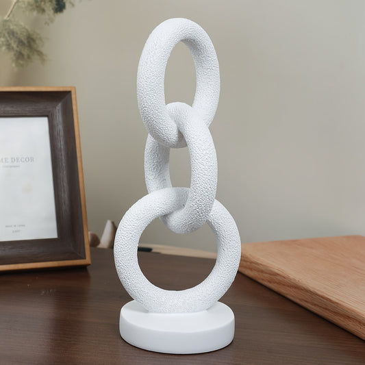 פסל טבעות גאומטריות – שחור/לבן, שרף איכותי