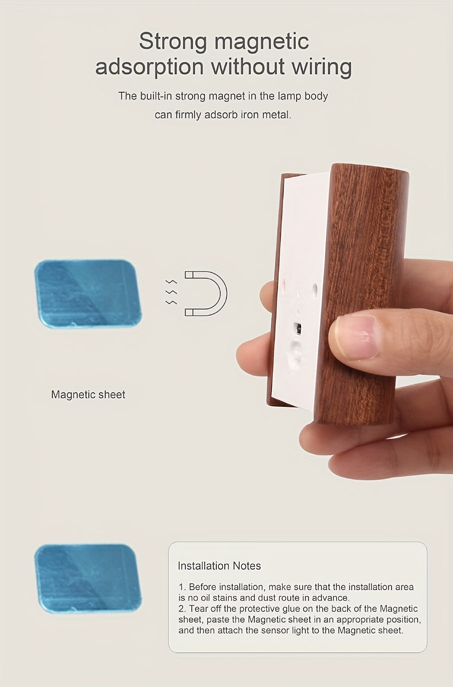 מנורת קיר חכמה עם חיישן תנועה (USB-C נטען) — אור חם למעלה ולמטה