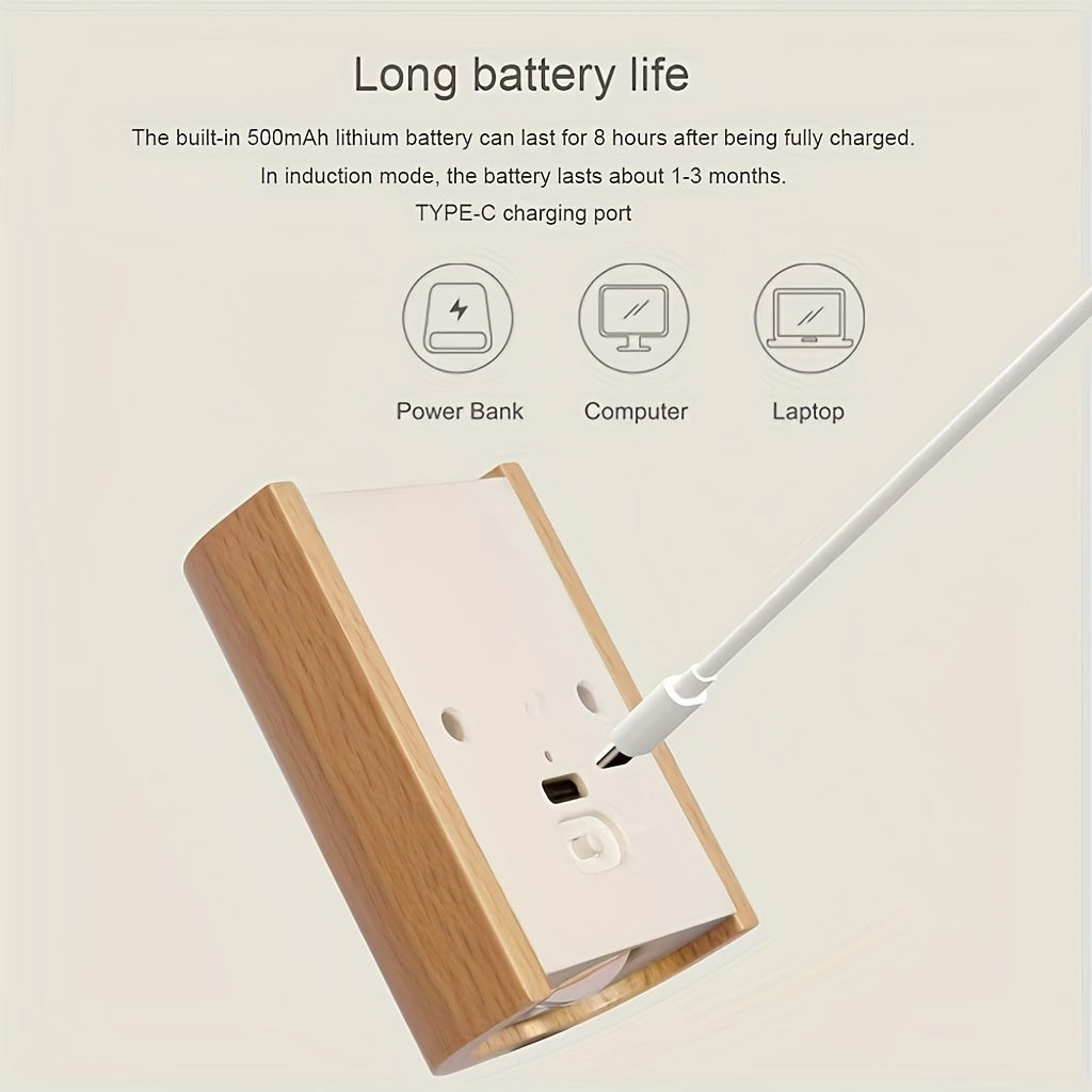 מנורת קיר חכמה עם חיישן תנועה (USB-C נטען) — אור חם למעלה ולמטה