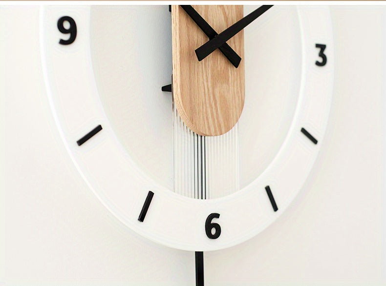 שעון קיר מטוטלת עץ-אקרילי — שקט, מודרני, בלי רעש