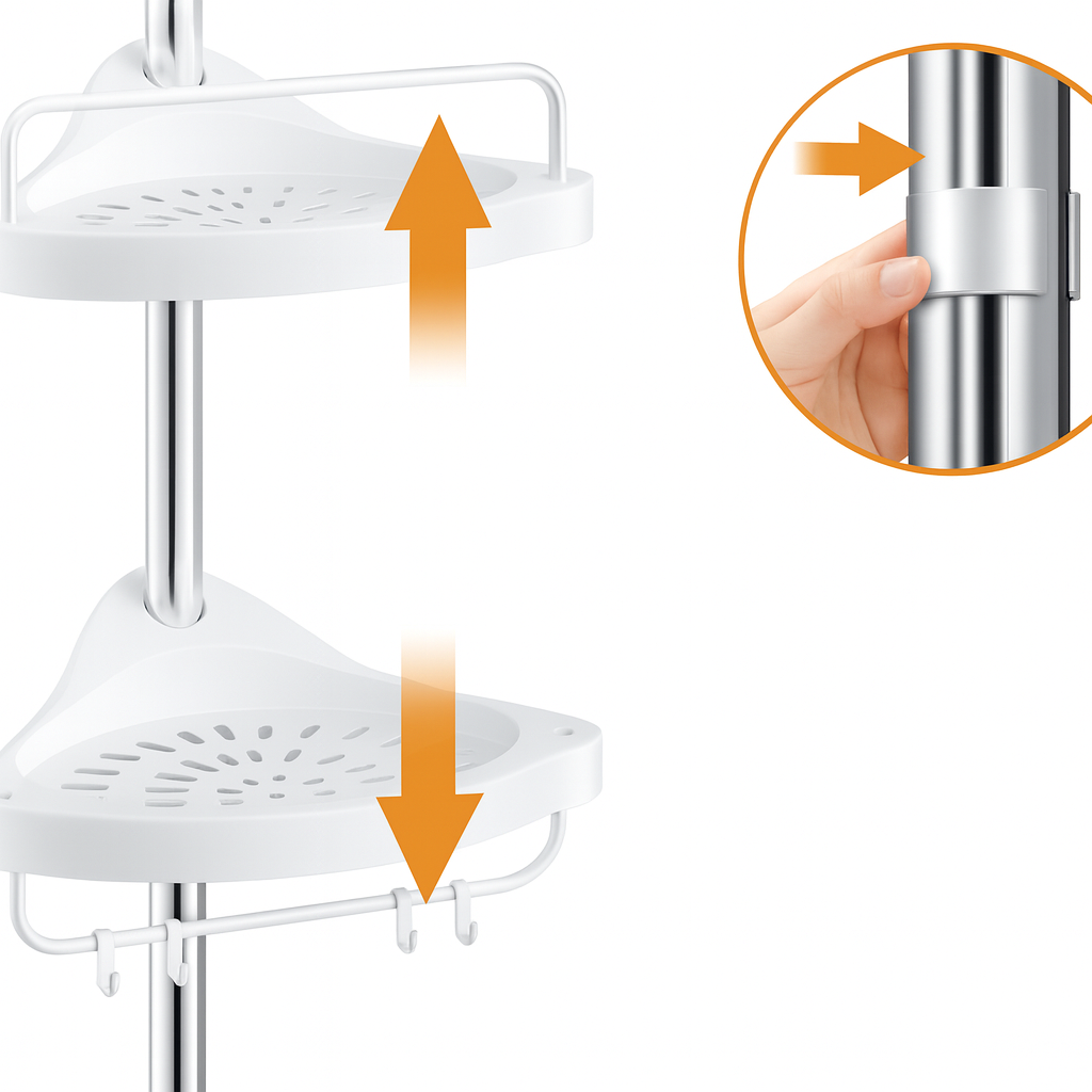 פינת אמבטיה נירוסטה – 4 מדפים בלי קדיחה (Copy)