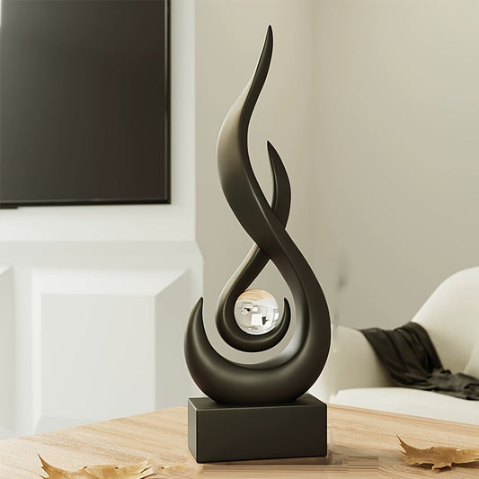 פסל להבה עם פנינת־קריסטל (3 ס״מ) — שחור/לבן