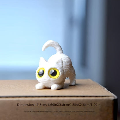 סט 5 חתולים קטנים מודפסים בתלת־ממד – עיניים “חיות”, חיוך על כל מדף