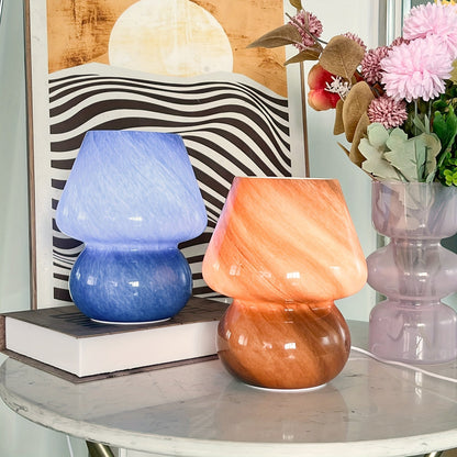 מנורת פטריה מזכוכית — תאורת לילה רכה לשידה ולסלון