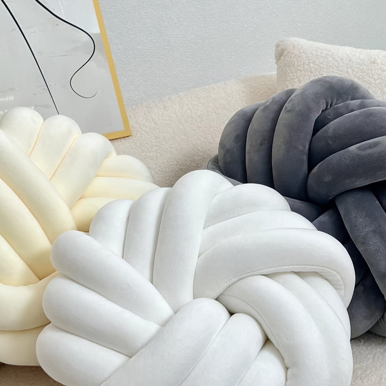 סט 2 כריות קשר מינימליסטיות — פליז רך, כביס, מושלם לסלון ולחדר