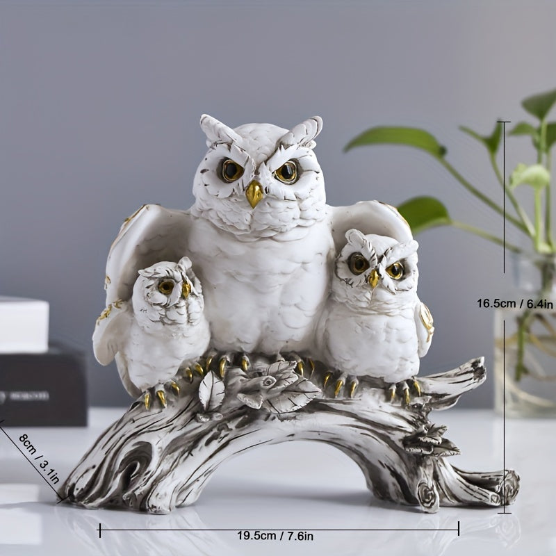 פסל ינשופים משרף — נורדי, אלגנטי, ומחבק משפחה