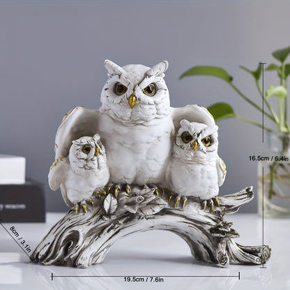 פסל ינשופים משרף — נורדי, אלגנטי, ומחבק משפחה