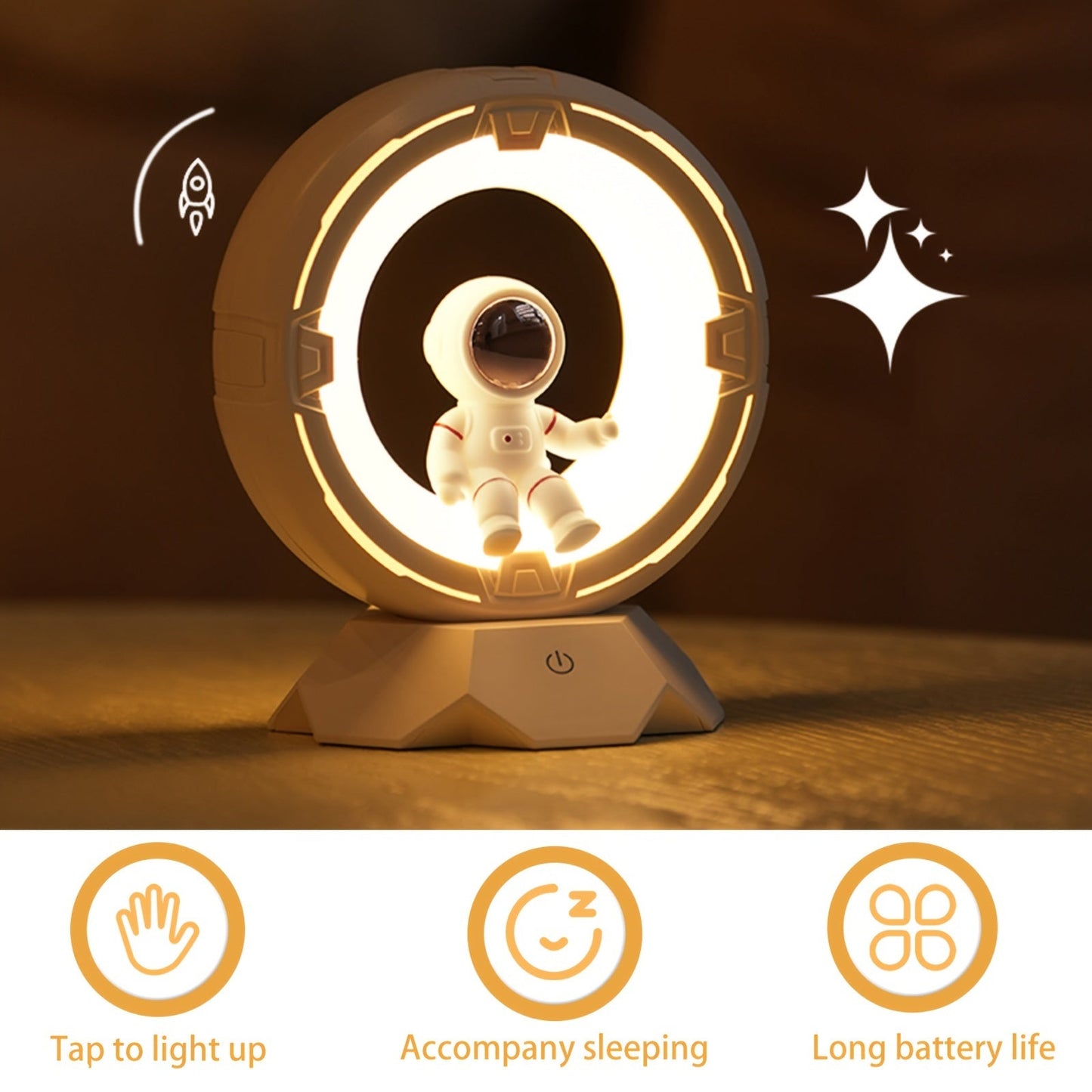 מנורת אסטרונאוט – תאורה נעימה עם שליטה במגע (4 דרגות בהירות)