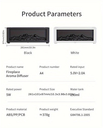 מפיץ ריח “אש מדורה” 150 מ״ל — להבה מדומה, אווירה אמיתית