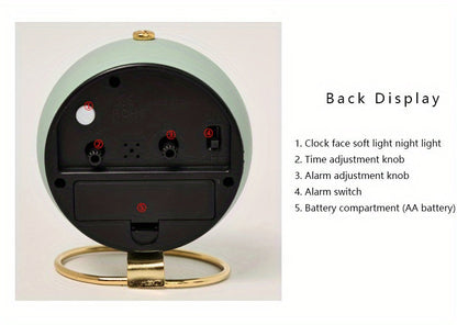 שעון שולחני נורדי שקט – מחוגים זוהרים ובסיס מתכת אלגנטי