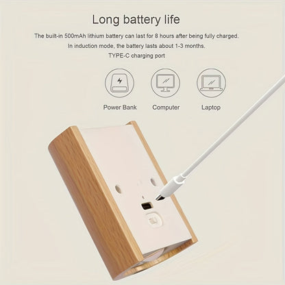 מנורת קיר חכמה עם חיישן תנועה (USB-C נטען) — אור חם למעלה ולמטה