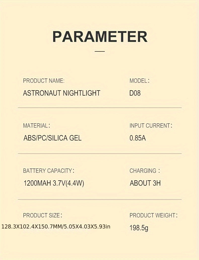 מנורת אסטרונאוט – תאורה נעימה עם שליטה במגע (4 דרגות בהירות)