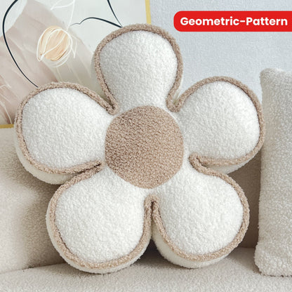 כרית פרח גיאומטרית – כיסוי פוליאסטר רך, ניתנת לכביסה