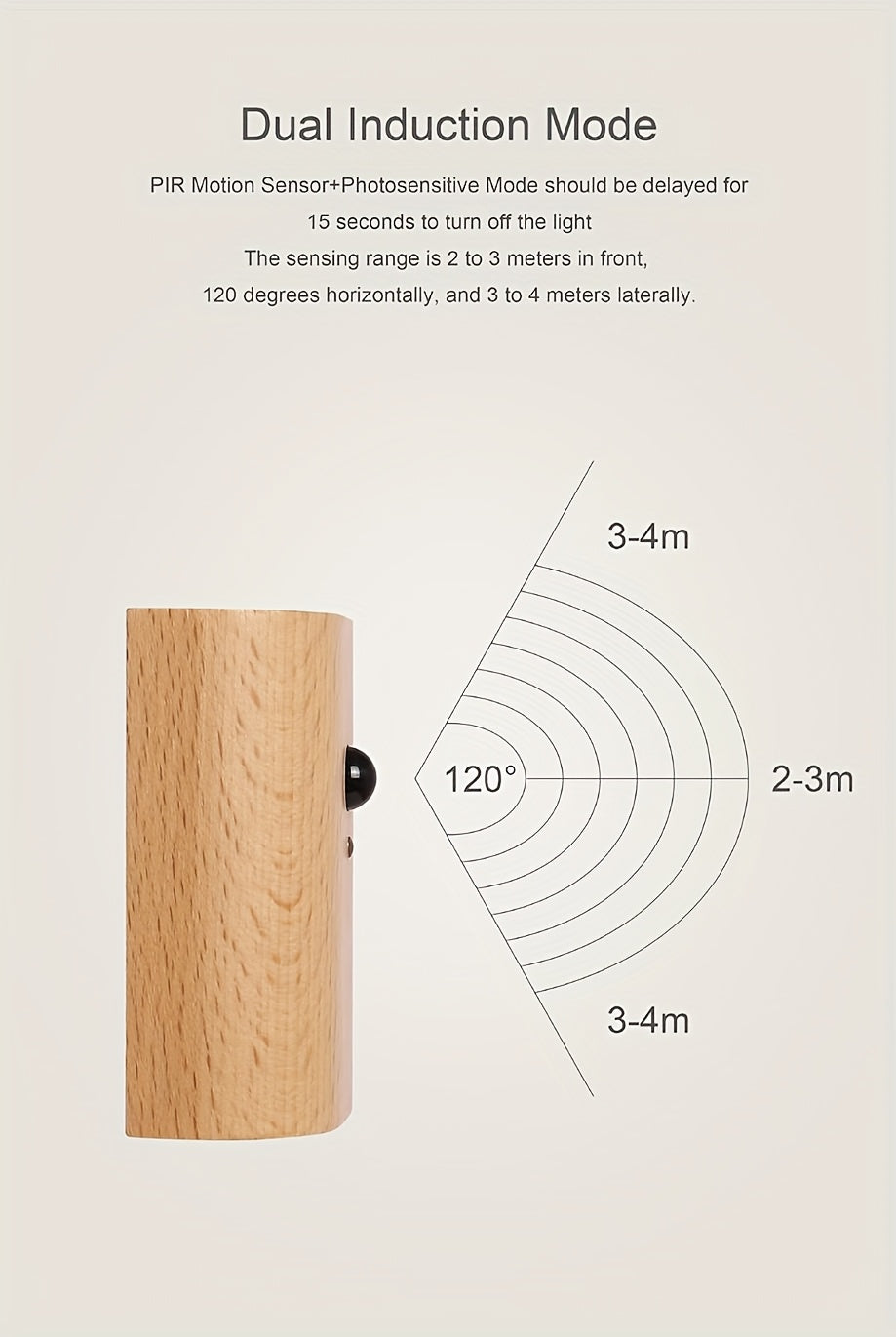 מנורת קיר חכמה עם חיישן תנועה (USB-C נטען) — אור חם למעלה ולמטה