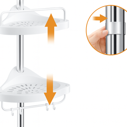 פינת אמבטיה נירוסטה – 4 מדפים בלי קדיחה