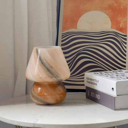 מנורת פטריה מזכוכית — תאורת לילה רכה לשידה ולסלון