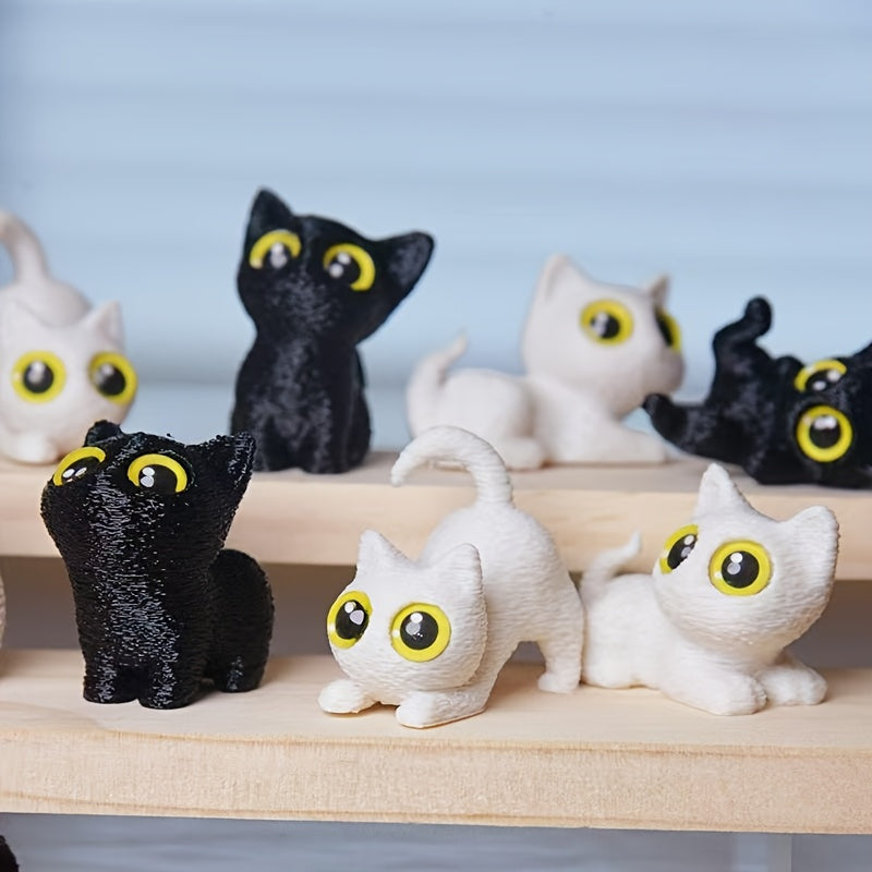 סט 5 חתולים קטנים מודפסים בתלת־ממד – עיניים “חיות”, חיוך על כל מדף