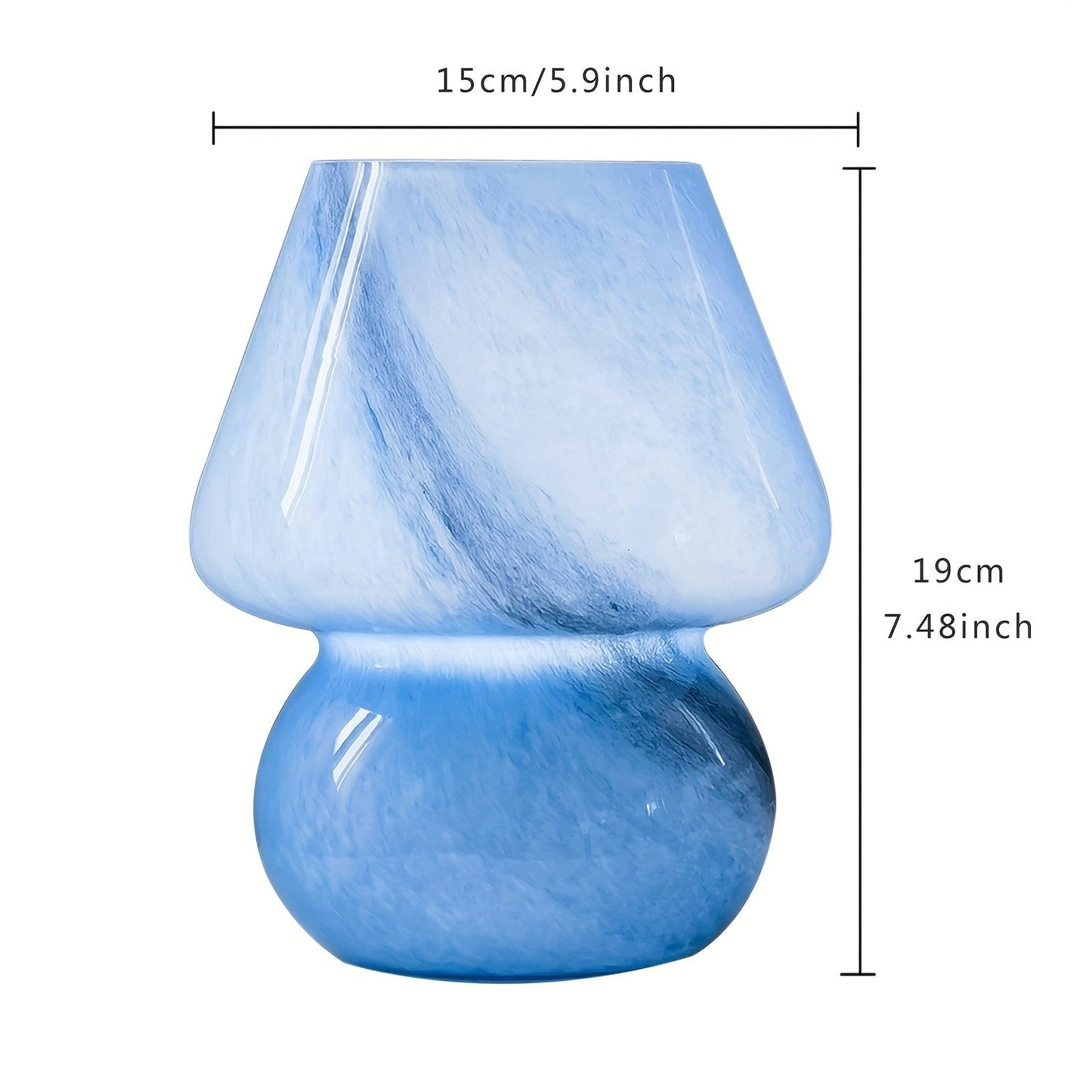 מנורת פטריה מזכוכית — תאורת לילה רכה לשידה ולסלון