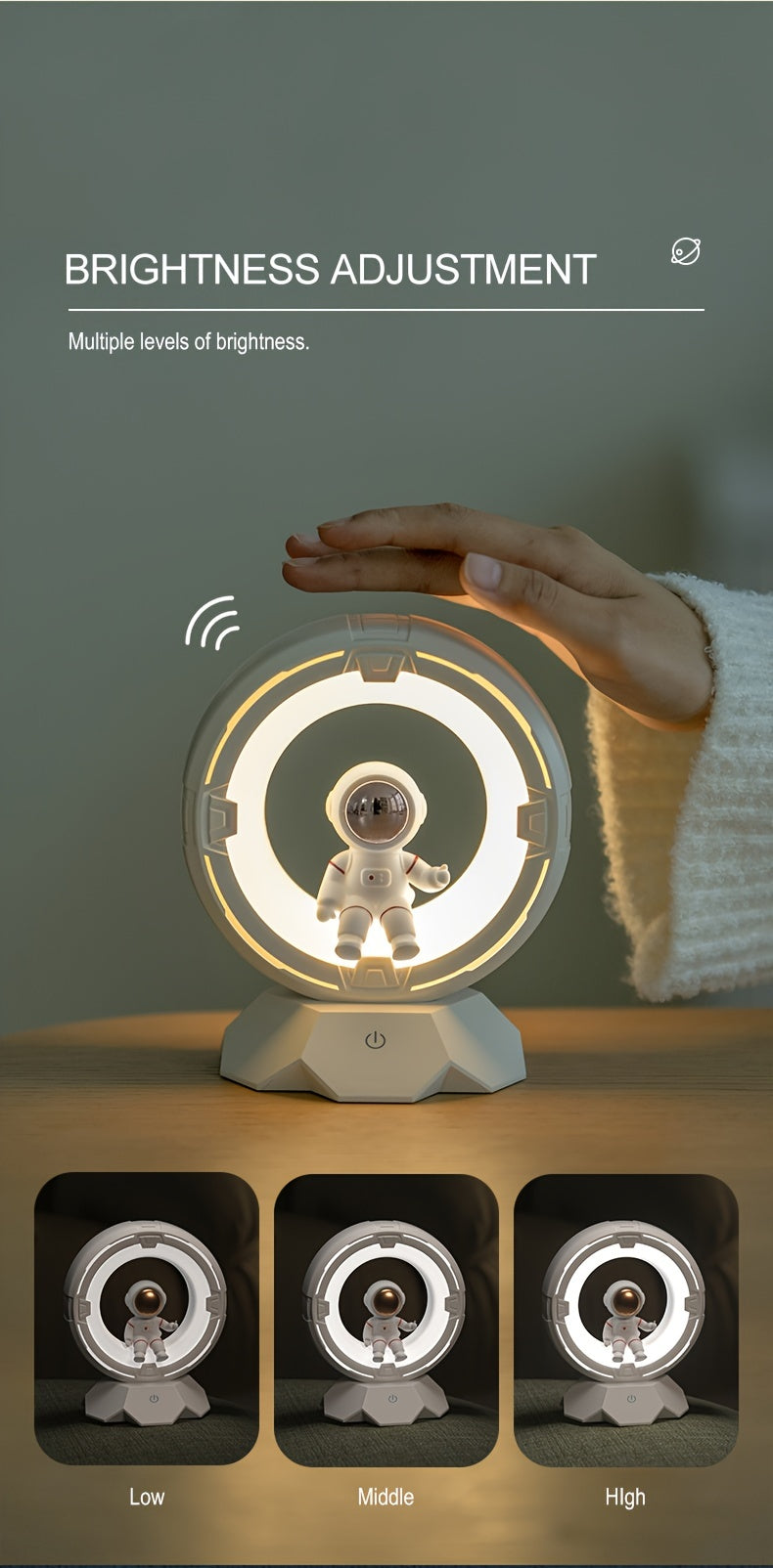 מנורת אסטרונאוט – תאורה נעימה עם שליטה במגע (4 דרגות בהירות)